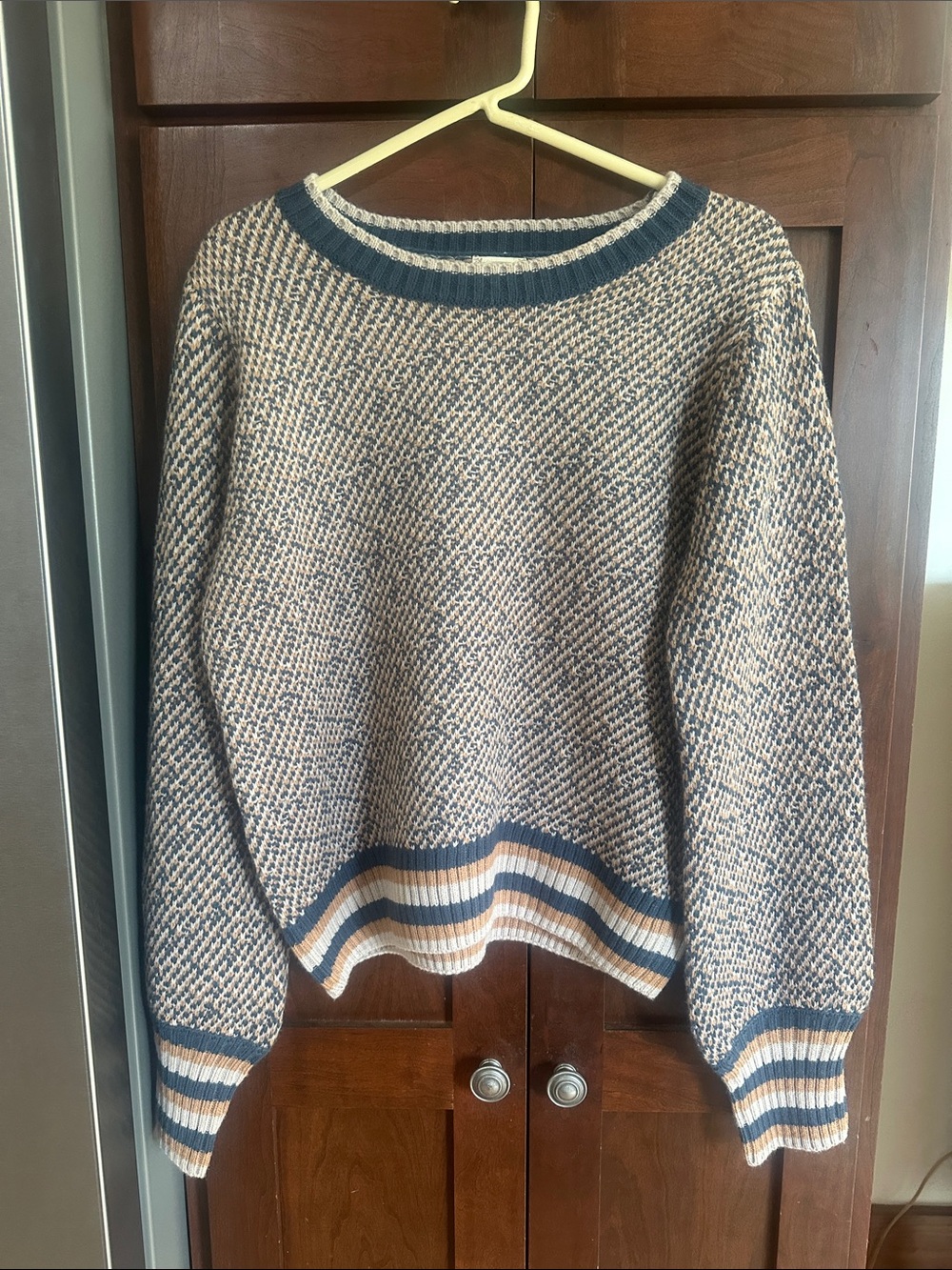 Hem & Thread Blue and Cream Crewneck Sweater